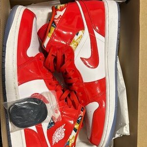 Red and White High-Top Sneakers